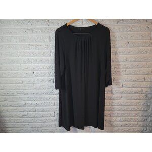 Tiana B Women Dress 2X Plus Long Sleeve Pleated Black Knee Length Career BLA45E